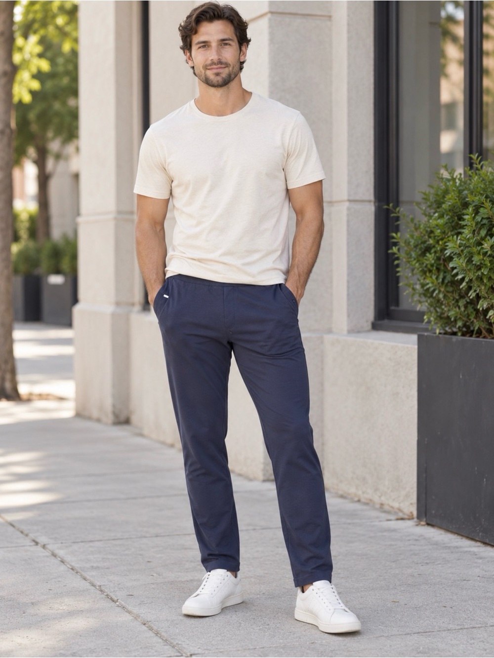 Title: Vuori Navy Athletic Pants Straight Hem Pockets Men’s